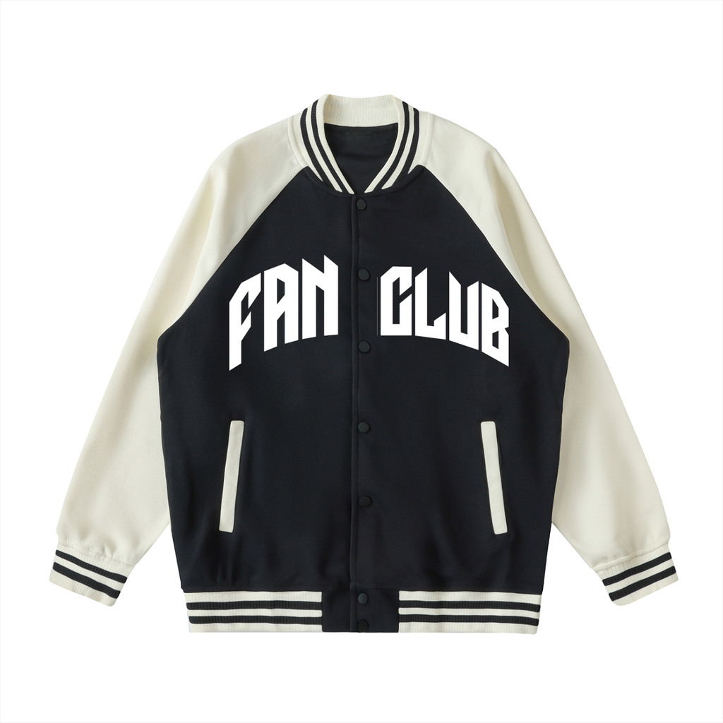 FANCLUB Two Tone Raglan Sleeve Varsity Jacket