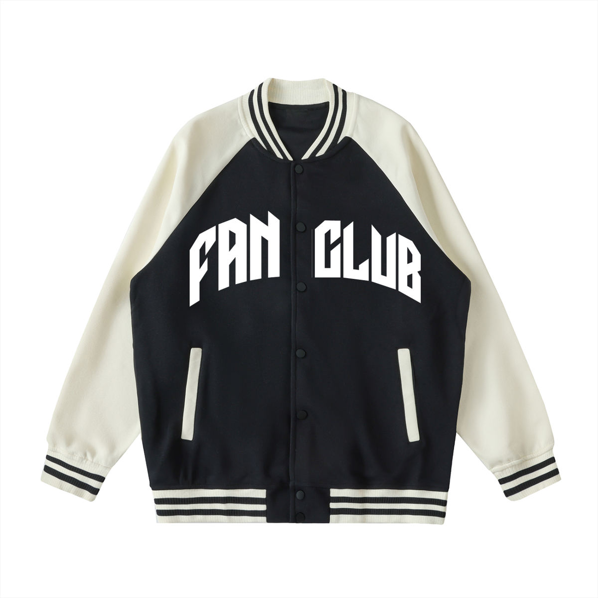 FANCLUB Two Tone Raglan Sleeve Varsity Jacket